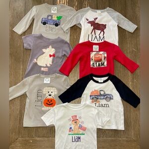 “Liam” Monogrammed Kids Graphic Shirts Set - Various Designs